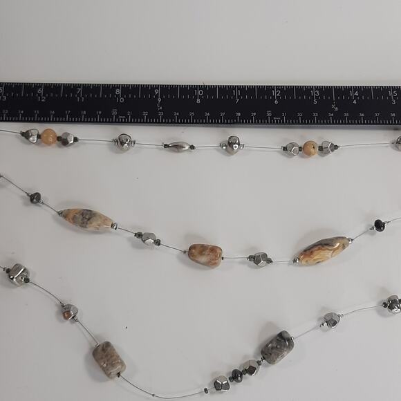 Chico's Multi-Strand Invisible Statement Necklace with Stone Beads - Picture 9 of 11